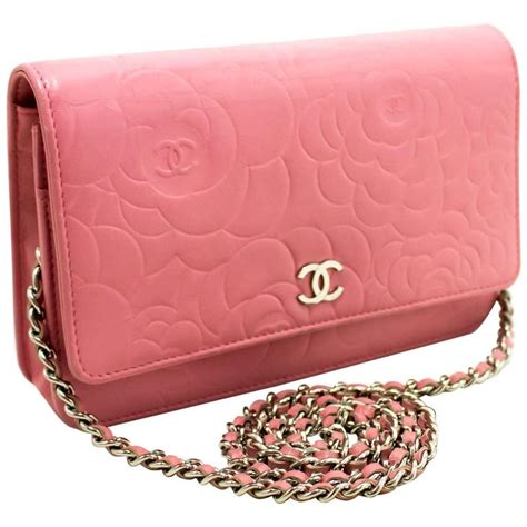 chanel camellia pink wallet|Chanel small wallet on chain.